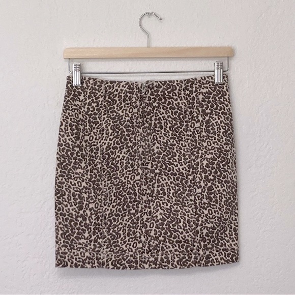 Free People Modern Femme Mini Skirt Brown Leopard Print, Size 2 - Picture 4 of 7